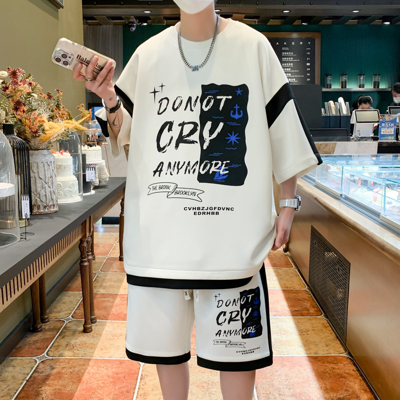 84333-P55夏季短袖T恤男套装休闲两件套图片