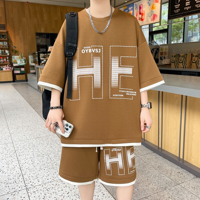 84352-特P50短袖短裤运动休闲套装男夏季高级感帅气图片