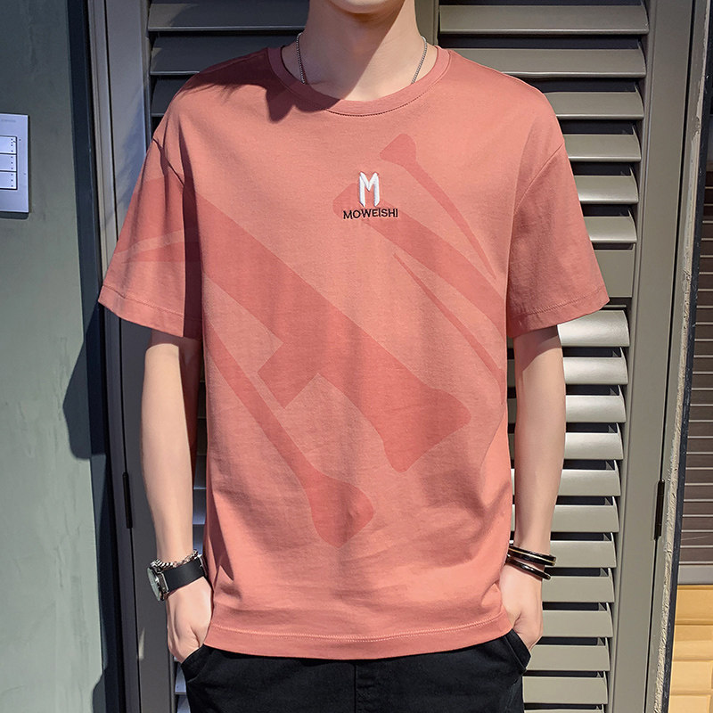 75831-P40夏季宽松男装潮牌百搭体恤港风半袖短袖T恤男士潮流图片