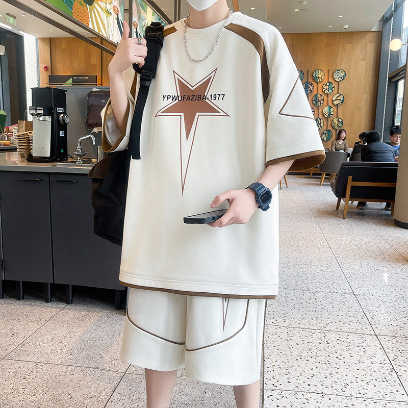 84305-P55 夏季短袖T恤男套装休闲两件套图片