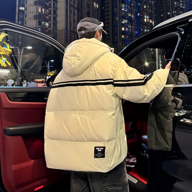 79007-特P258羽绒服男款秋冬季加厚美式潮高级感炸街情侣连帽,男装羽绒服,电商D310B