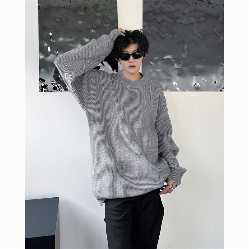 现货M869-特P50灰色毛衣男秋冬款宽松慵懒风内搭打底针织衫,男装针织衫/毛衣,电商D310B
