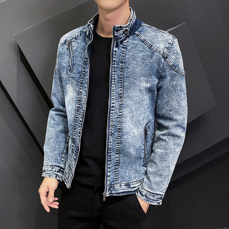 JK1823-P100牛仔外套男春秋款复古水洗做旧夹克潮牌美式高级感,男装夹克,电商D310B