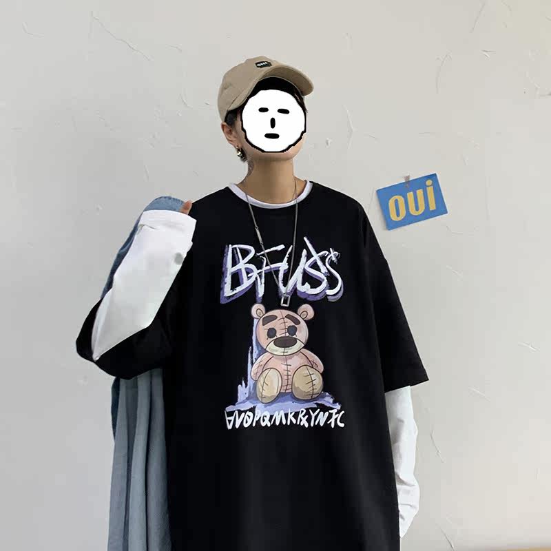 8519-P45卫衣男港风潮流大码卡通印花青少年圆领长袖外套休闲百搭图片