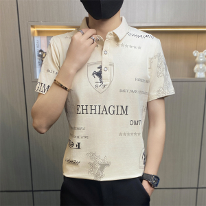 PL012-特P35polo衫男士休闲翻领短袖T恤青年印花夏装衣服薄款图片