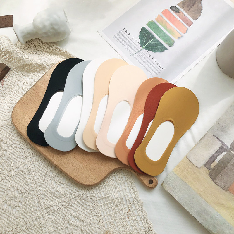 春夏季冰丝防滑不掉跟女士船袜