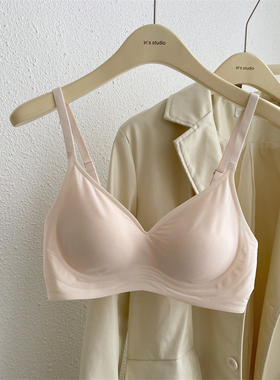 冰丝超透气夏天薄款大胸显小内衣女士无钢圈文胸光面无痕露背白色