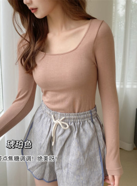 打底衫保暖小方领低领带胸垫