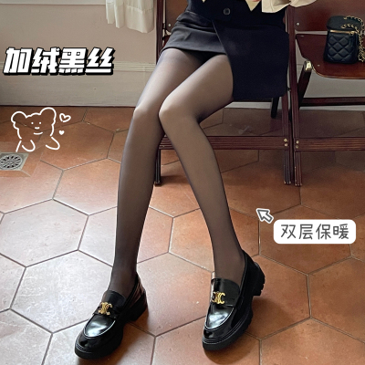 光腿神器显瘦连裤袜加绒黑透肤