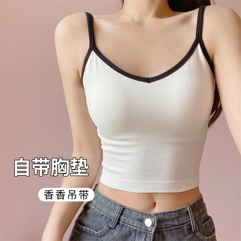 夏季外穿薄款自带胸垫一体式吊带背心显瘦收副乳免穿文胸女内衣 女士内衣/男士内衣/家居服 文胸 原图主图