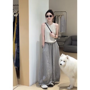 两件套女 夏日漂亮小套装 高级感无袖 背心 针织上衣遮肉显瘦阔腿裤