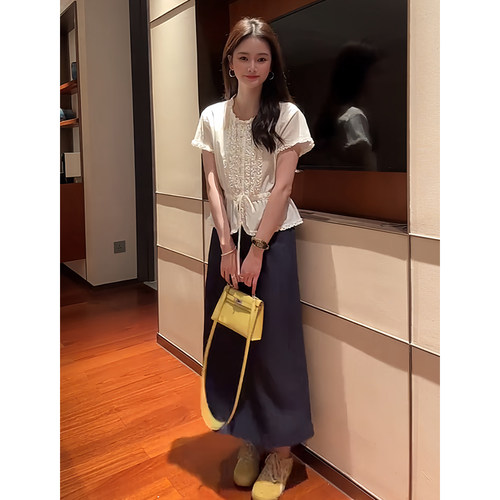 又a又飒御姐两件套短袖衬衫套装