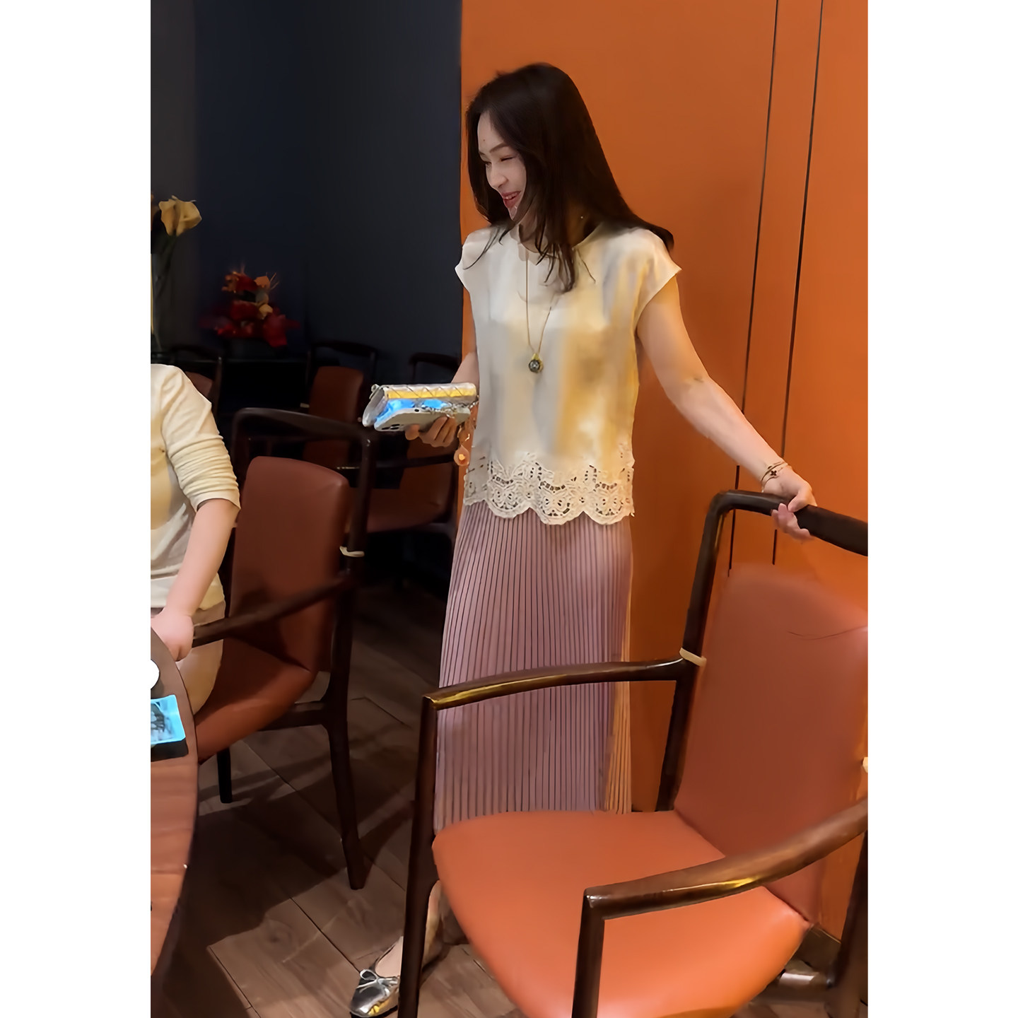 法式蕾丝拼接短袖套装2026夏季图片