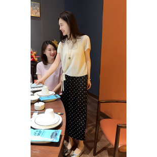 2026超火减龄一整套女夏季新款圆领针织衫波点半身裙气质两件套裙