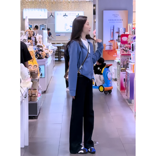 秋天高级感穿搭一套连帽休闲拉链卫衣外套百搭显瘦阔腿裤两件套装