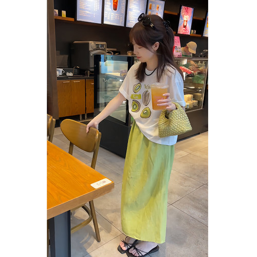 韩系搭配一整套短袖T恤高腰显瘦