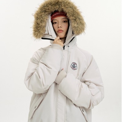 黄子弘凡同款NICEBAD原WORKSOUT连帽毛领派克羽绒棉服复古保暖