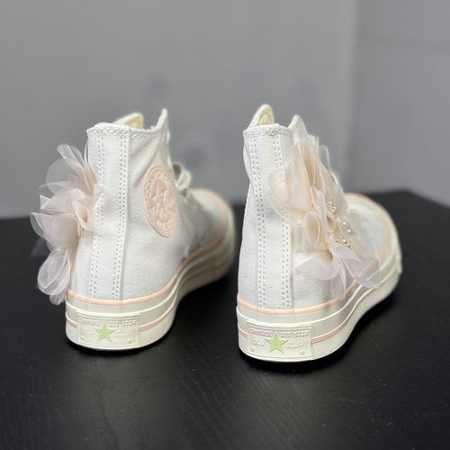 Converse/匡威蕾丝珍珠花花设计婚鞋女子高帮帆布鞋A13851C N仓