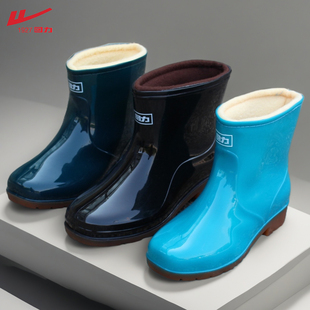 回力雨鞋女款软底防滑加棉短筒雨靴男防水鞋加绒耐磨劳保胶鞋保暖