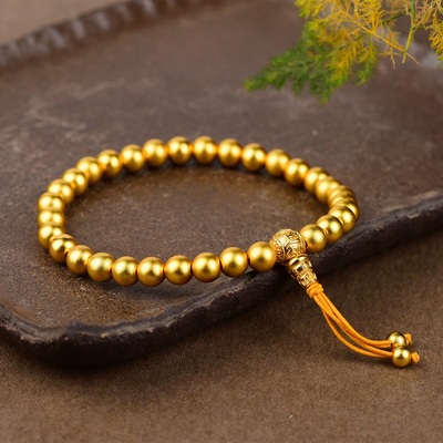 沙金三十二相手持佛珠手链古法素款国风礼品饰品编织手串高保色