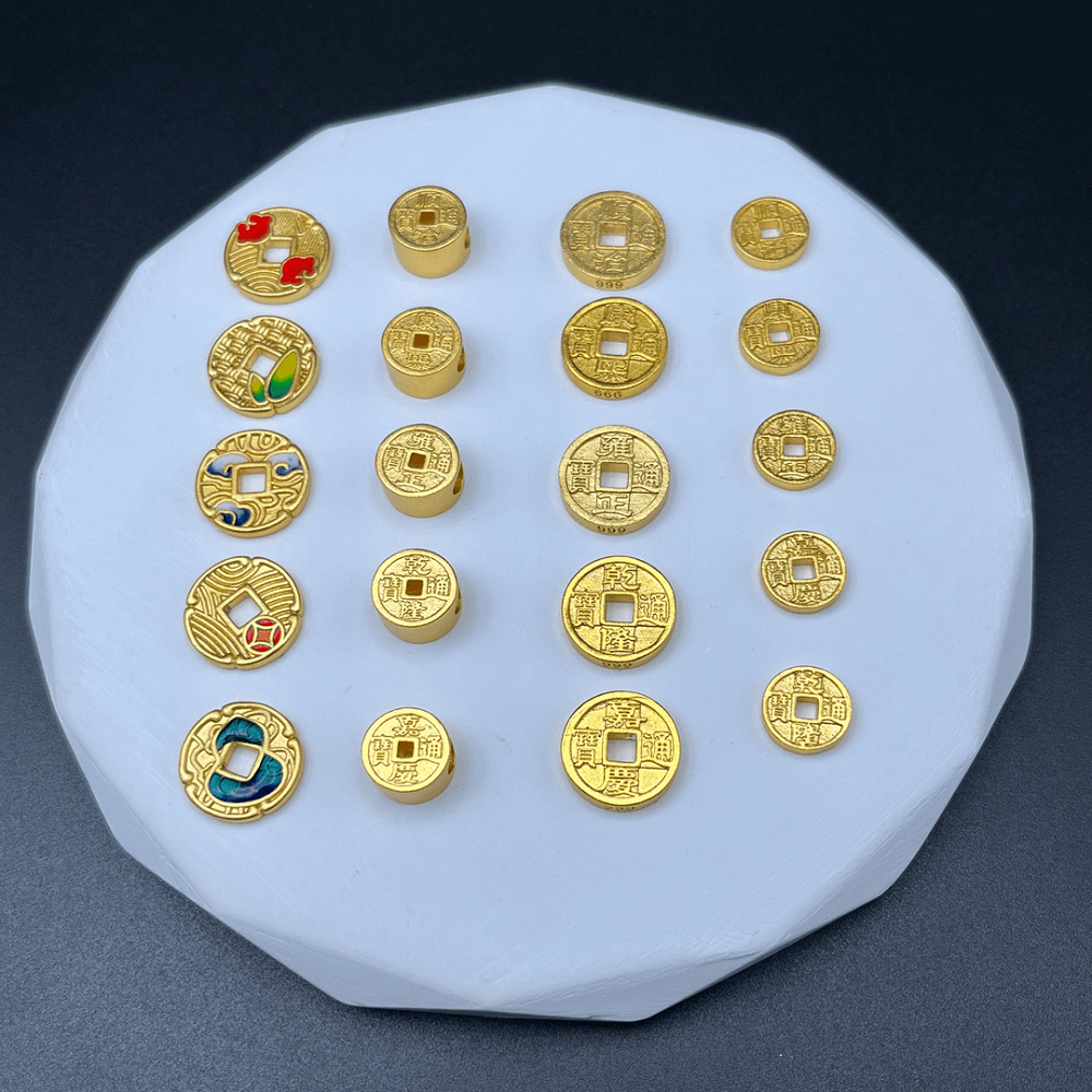 古法沙金diy手链配件转运五帝钱招财进宝手工编织红绳手串