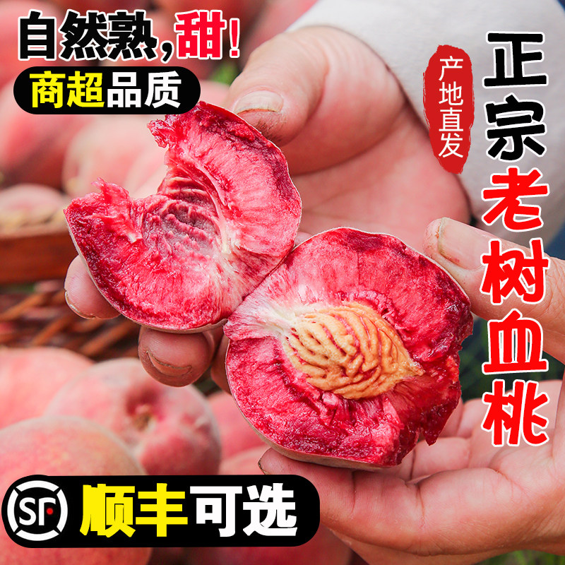 顺丰正宗老树血桃脆甜5斤红心毛桃子当应季时令新鲜水果现摘水蜜