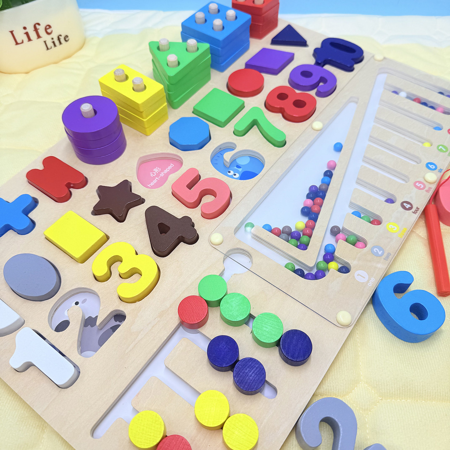 蒙氏聪明板配对积木0到3岁益智力开发动脑幼儿园早教儿童拼装玩具