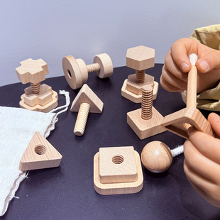 实木无漆拧螺丝形状配对手眼协调精细动作训练幼儿童早教益智玩具