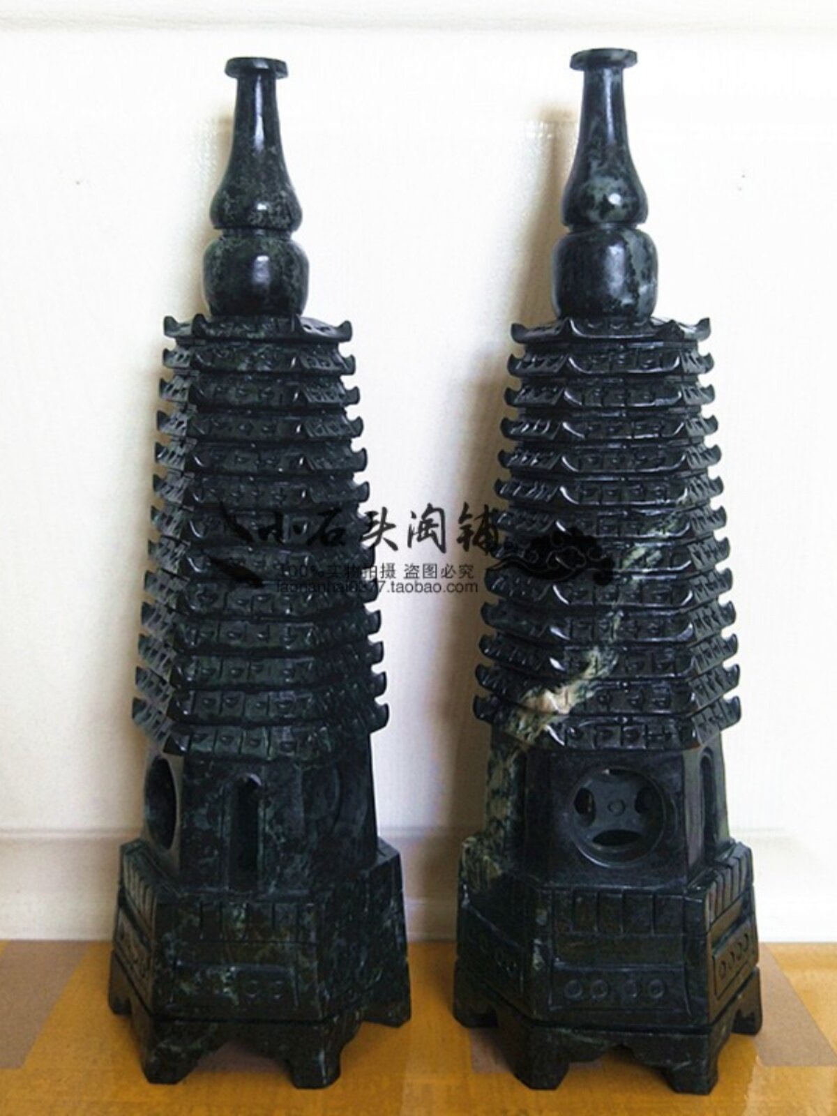 天然独山玉宝塔摆件独玉玉石墨玉九13层文昌塔家居工艺品书房摆u.