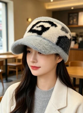 秋冬保暖空顶帽鸭舌帽女棒球帽显脸小百搭时尚户外护耳针织帽潮