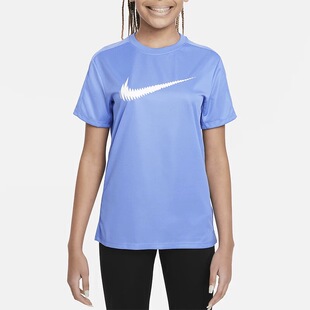 Nike耐克青少年大童短袖T恤大勾男女童圆领速干潮FD3965-010-450