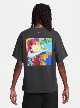 Nike air goddess耐克短袖T恤男大勾休闲圆领潮流印花FD8541-045