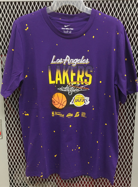 Nike耐克青少年大童篮球短袖T恤洛杉矶湖人队潮流印花DZ4185-547