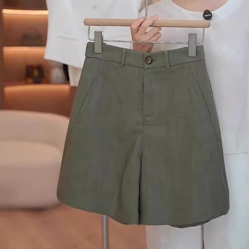 欧货天丝亚麻休闲短裤女夏季薄款大码梨形身材松紧腰a字阔腿热裤