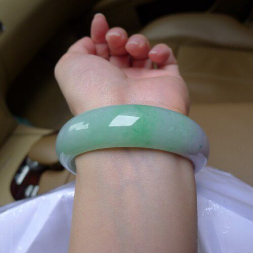 天然缅甸飘绿紫罗兰玉镯子玉手镯正品玉石女款贵妃镯子送妈妈礼品