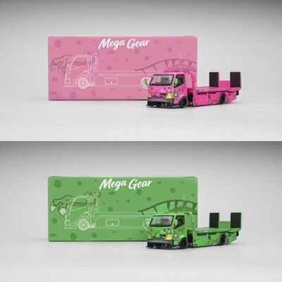 MT 1:64 原MT全落地改装平板拖车 粉/绿恐龙涂装 合金汽车模型