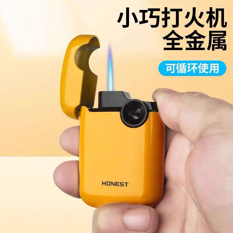 百诚迷你小度充气防风直冲打火机个性糖果色按压点火便携送礼品潮