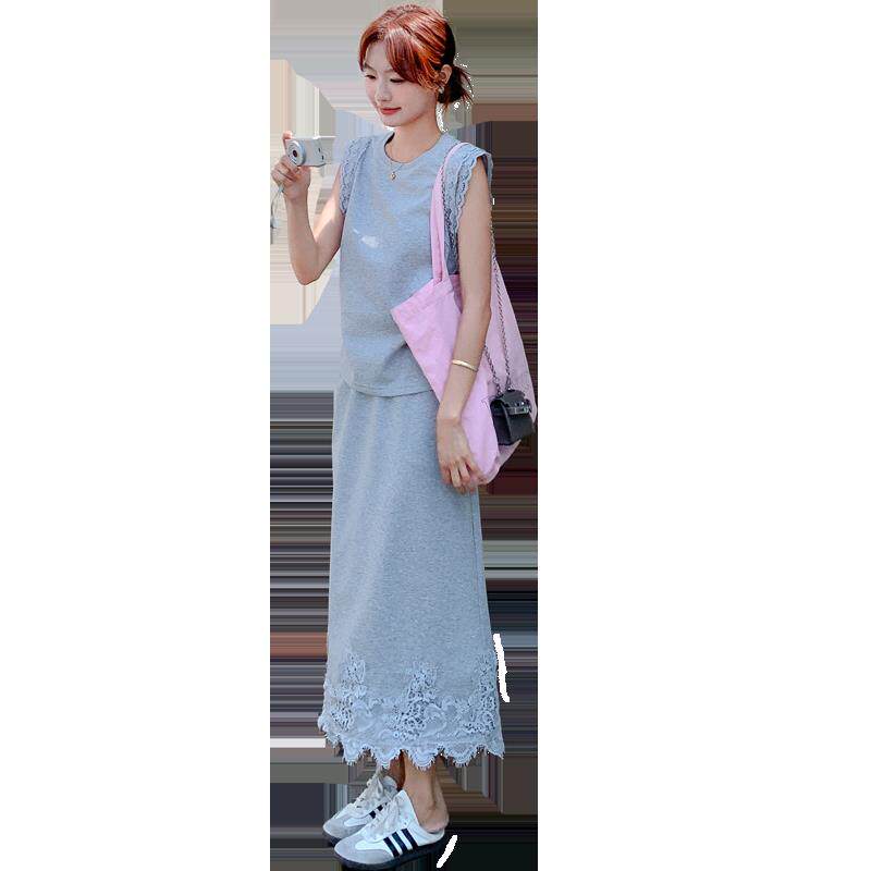 高级感蕾丝花边背心半身裙套装女2025夏季新款法式漂亮休闲两件套,女装套装/套裙,浙宝191（原浙宝008）