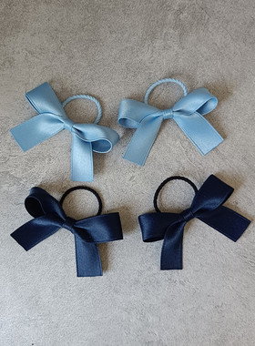 原创手工简约宝宝头绳蓝色迷你小蝴蝶结小女童发绳发圈皮筋头饰