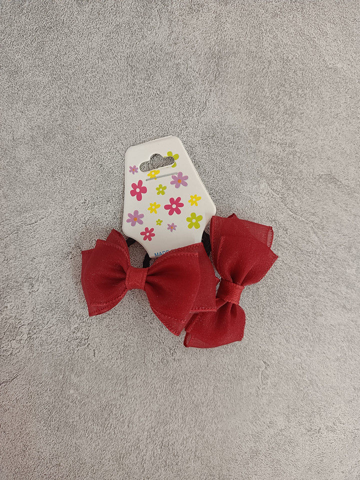 甜美可爱小童宝宝头绳酒红色朦胧绢纱迷你蝴蝶结发绳皮筋发圈头花