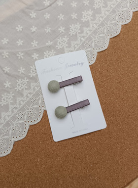 原创甜美儿童小女孩发夹布艺灰色圆形包扣小对夹边夹刘海夹鸭嘴夹