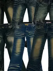 Vintage Export Y2K Millennial Style All-Season Versatile Denim Flared Pants for Women, Retro Low-Waist Cool and Sweet