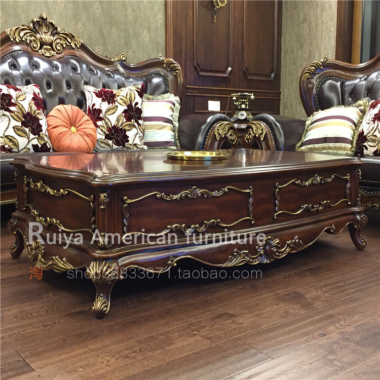 歐美外貿倉儲家具美式高端奢華風格複古描金1.8米茶幾抽屜咖啡桌在類目 住宅傢俱, 幾類, 茶几中 - 來自Buy2taobao.com提供專業的淘寶代購服務