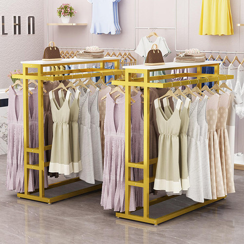 服装店展示架落地中岛挂衣架男女装童装中间货架双排双杠侧挂衣架