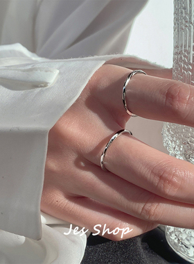 Jes Shop莫比乌斯食指戒个性极简ins风百搭女开口银饰情侣款指环