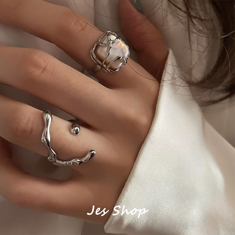 Jes Shop森系冷淡风银饰食指戒指轻奢时尚ins小众设计百搭女指环