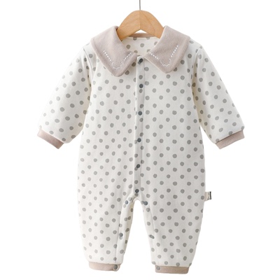 欧美婴儿衣服80g冬季连体衣开裆夹棉a类纯棉宝宝新生儿睡衣哈衣