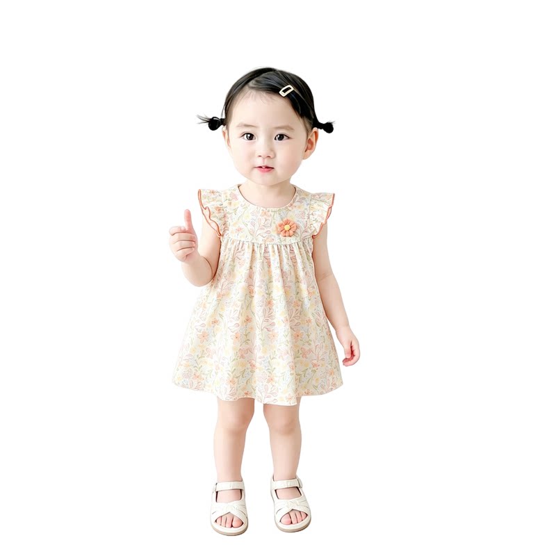法国URCINS童装夏装小月龄棉布裙碎花娃娃裙女宝宝衣服薄款女童