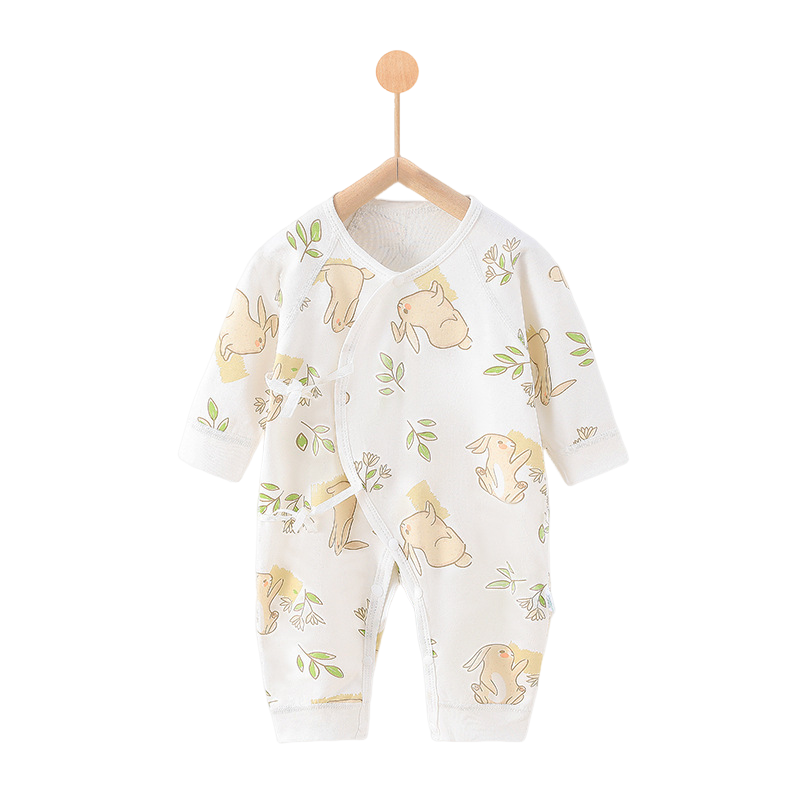 欧美四季款新生儿婴儿衣服a类纯棉贴身春秋宝宝连体衣护肚系带