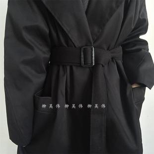 毛呢布料腰带女款配大衣西装外套收腰裙子风衣束腰腰封女宽版黑色